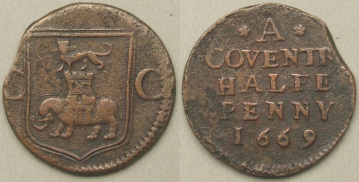Coventry, city issue 1669 halfpenny N5304